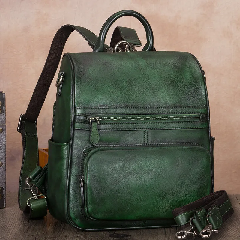 Unique Womens Square Leather Backpacks Purse Satchel Bag for Women