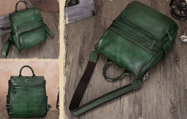 Unique Womens Square Leather Backpacks Purse Satchel Bag for Women