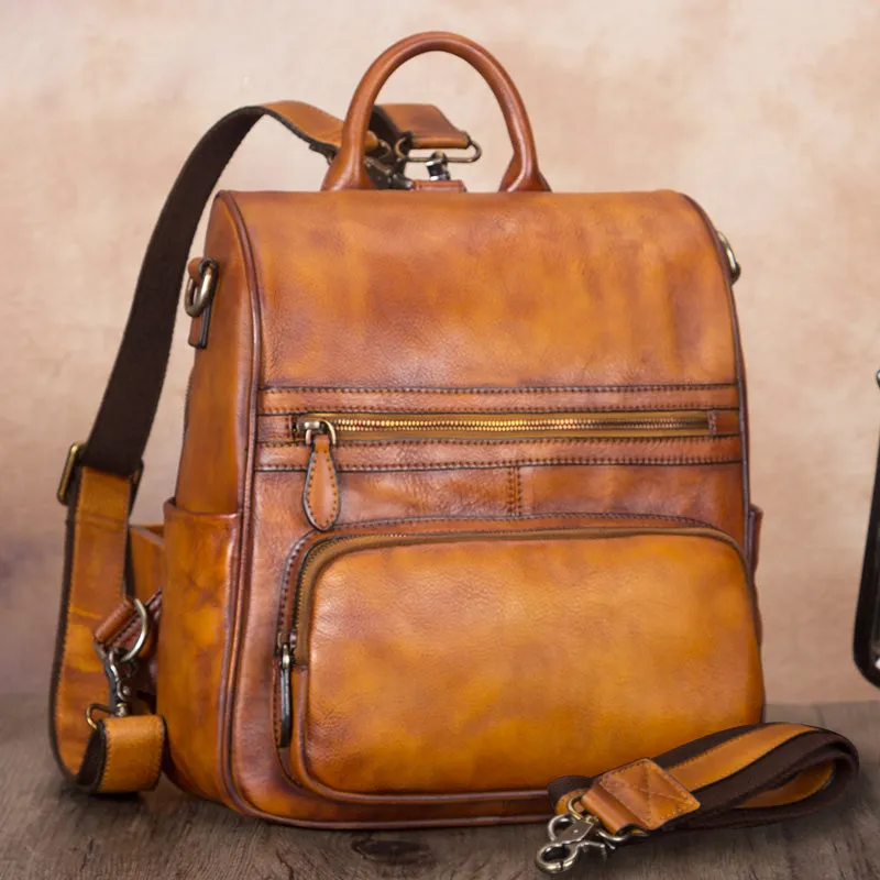 Unique Womens Square Leather Backpacks Purse Satchel Bag for Women