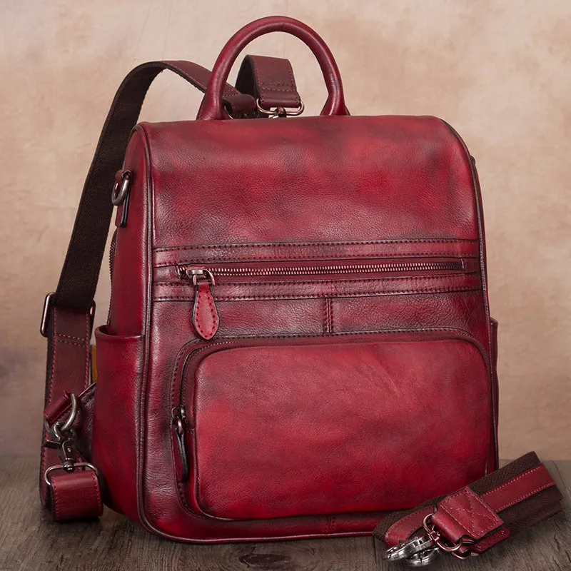 Unique Womens Square Leather Backpacks Purse Satchel Bag for Women