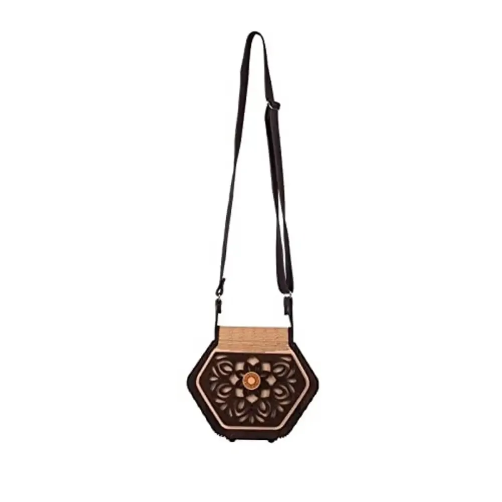 Women's Handcrafted Wooden Light Weight Unique Purse Handbag By DEAFCO